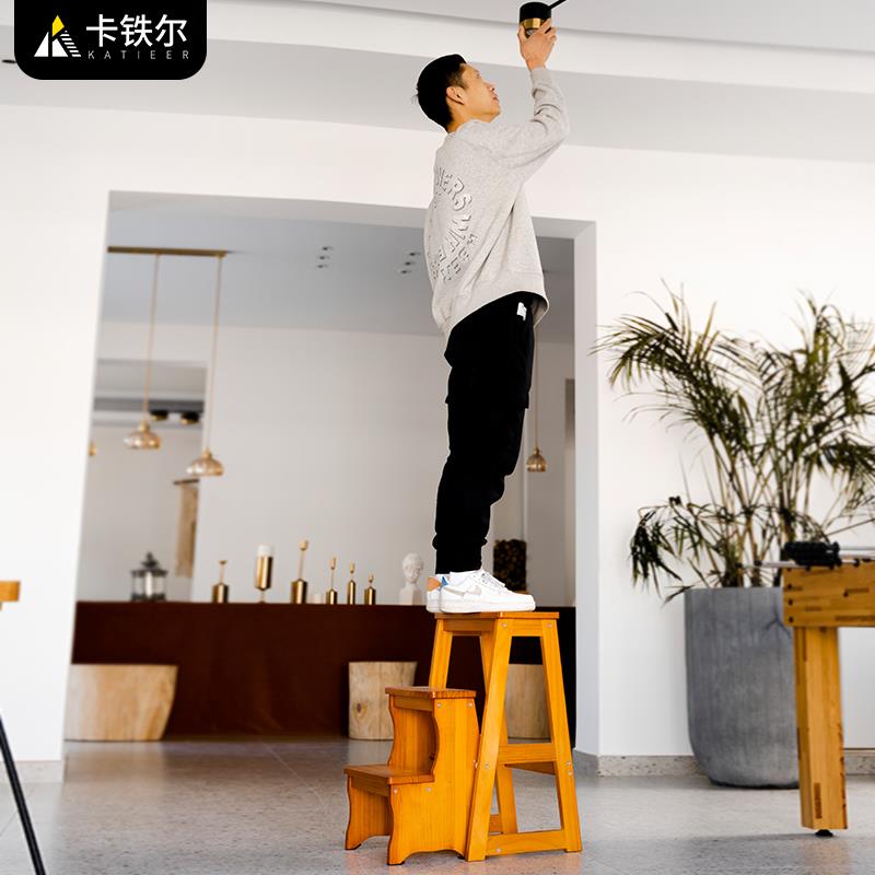 V45室实木梯凳家用梯子凳登子两用内加厚多功O能F76TSJMJ高台阶凳