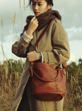 沐心手造MUSING|秋冬氛围感斜跨单肩多用桶包
