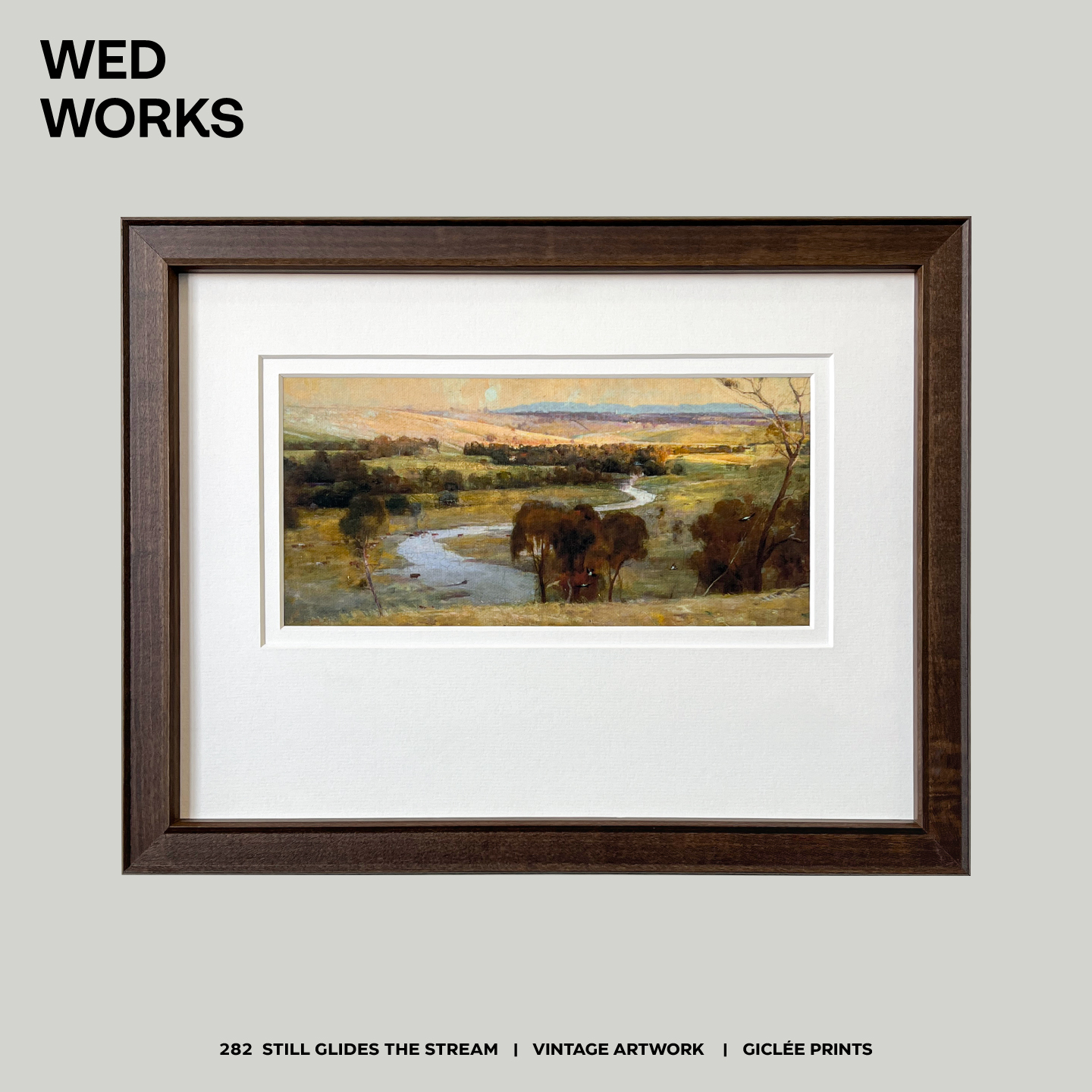 小众中古风景油画实木框装饰画