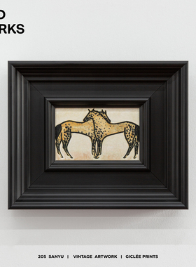 WED WORKS小众中古风常玉SANYU相拥的马装饰画好寓意玄关餐厅挂画