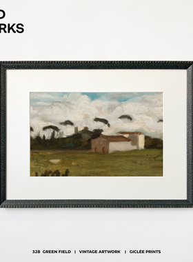 WED 小众中古风绿地意境风景装饰画客厅餐厅卧室玄关高级质感挂画