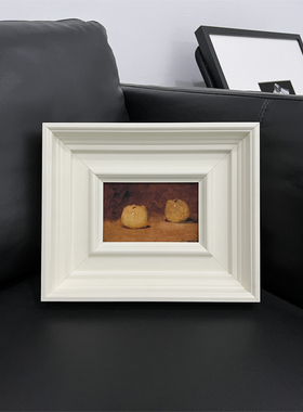 WED小众中古风静物两只苹果油画挂画法式复古餐厅玄关小幅装饰画