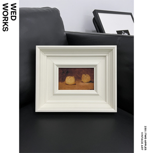 WED小众中古风静物两只苹果油画挂画法式复古餐厅玄关小幅装饰画