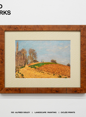 WED WORKS 小众中古风景油画秋天餐厅玄关走道装饰画美式复古挂画