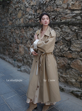 ls感翻领单排扣风衣外套女广州十三行2026春季新款女装 61278