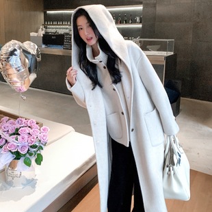 2025双面呢马甲+大衣两件套10羊绒毛呢外套连帽休闲网红羊毛大衣