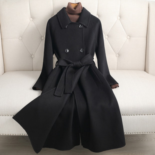 安娜同款双面羊绒大衣女中长款2025新款显瘦过膝羊毛呢外套女