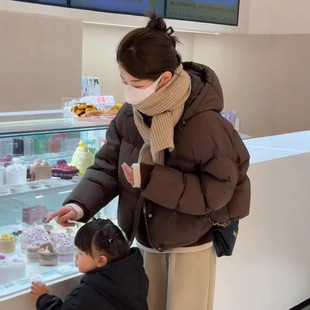 小个子轻薄保暖面包服外套 新款 肯豆风白鸭绒羽绒服女短款 2024冬季