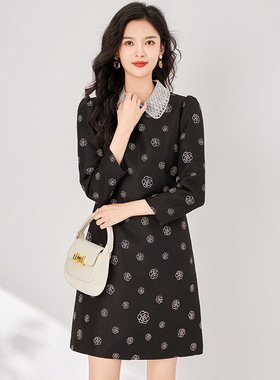 2322211-南油小众时髦重工钉珠山茶花连衣裙子女装气质名媛显瘦