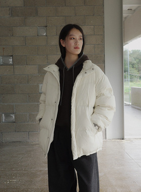 EVERTRUE 90白鸭绒2025冬季中长款韩版立领宽松羽绒服女外套53530