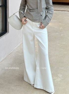 LS述致 阔腿宽松微喇牛仔裤女2026早春新款浅色百搭女装裤子S1323
