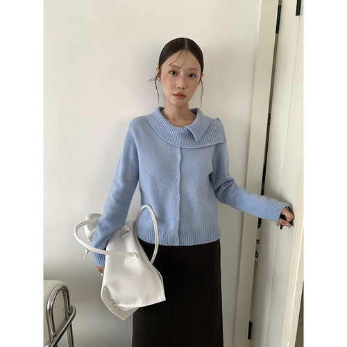 mmc dition设计感针织开衫女秋冬新款宽松韩系翻领感羊毛毛衣