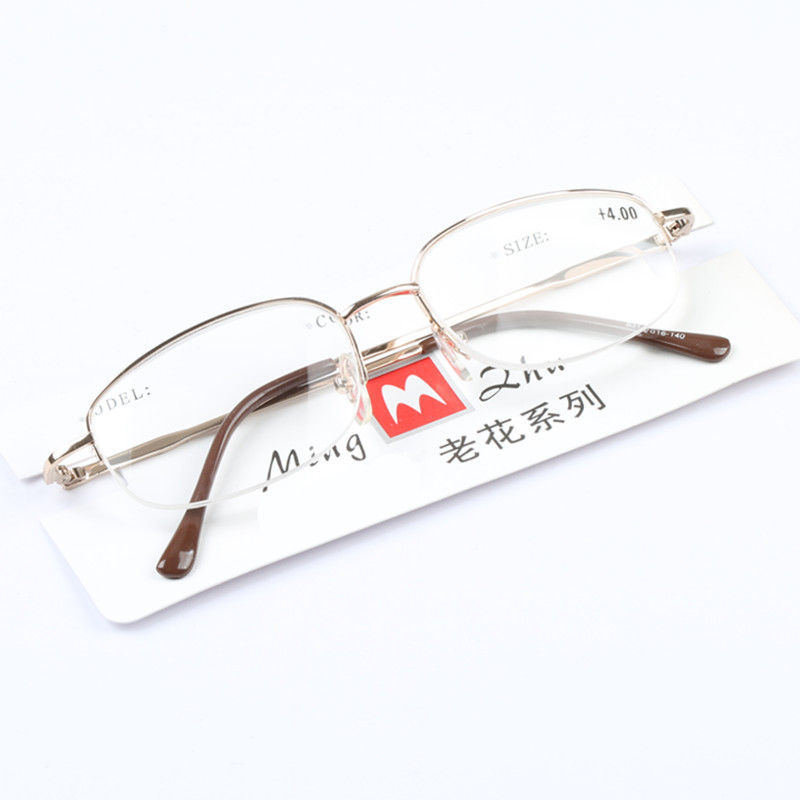 金属半框老花镜 男女超轻树脂老花眼镜品牌时尚便携式金框老光镜