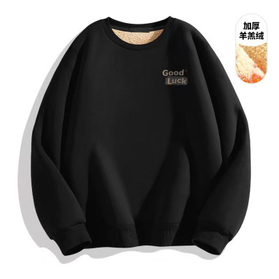 男士卫衣加绒加厚冬季青少年学生宽松保暖圆领套头羊羔绒上衣12