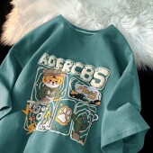 卡通印花半袖 港风短袖 T恤2024男夏季 ins潮流情侣体恤宽松上衣男12