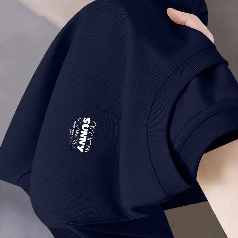 藏蓝色短袖男简约字母百搭印花潮流t恤男女款休闲宽松学生体恤12,男装,T恤,淘宝优惠券,粉丝福利购,淘宝优惠卷