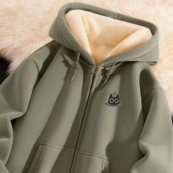 羊羔绒夹克2025冬季加绒新款外套韩系卫衣宽松显瘦防寒保暖开衫