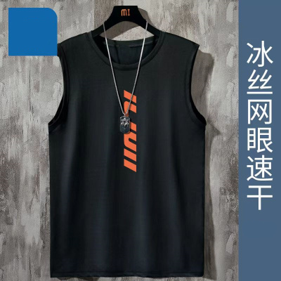 冰丝网眼背心男潮流美式潮牌运动速干无袖t恤学生训练大码坎肩