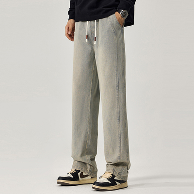 2025春季新款 无影墙大码水洗高街直筒牛仔裤 A107-BK803-特P38