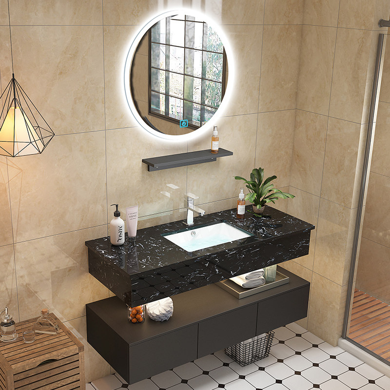 大理石双层智能现代简约洗手盆柜