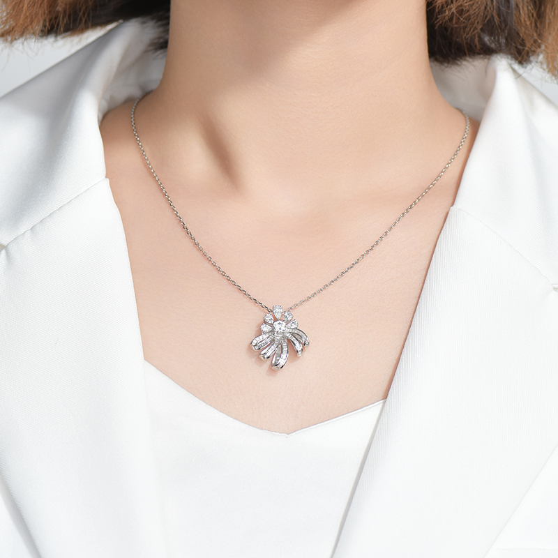 卓蝶珠宝女银镀金立体花朵吊坠