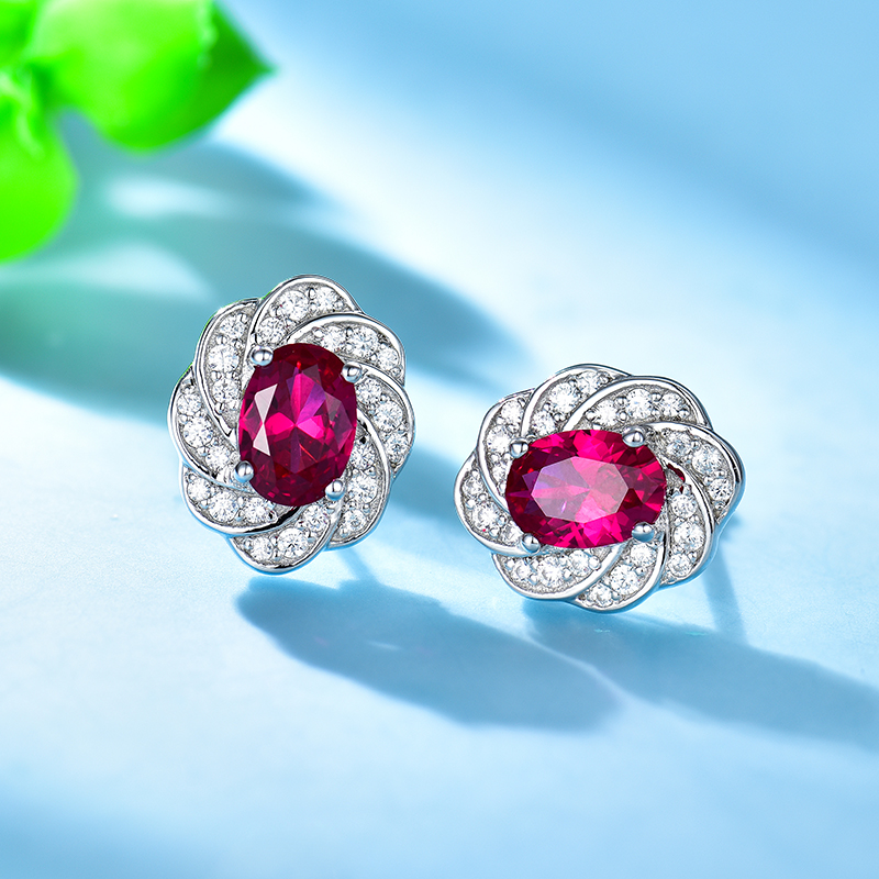 宝石显大款防过敏银饰耳钉