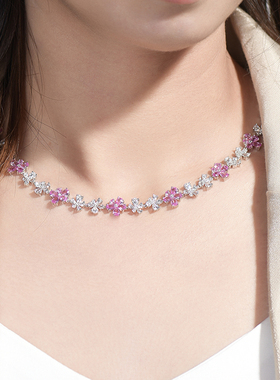 卓蝶珠宝银镀金甜美花朵项链女