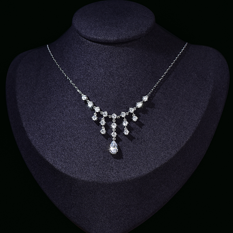 轻奢唯美多层镶钻纯银镀金项链女