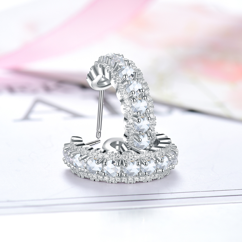 卓蝶珠宝纯银镀18k女钻石耳环