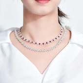 卓蝶珠宝纯银镀白金四叶草项链女满钻豪华精工款 项链气质名媛 美式