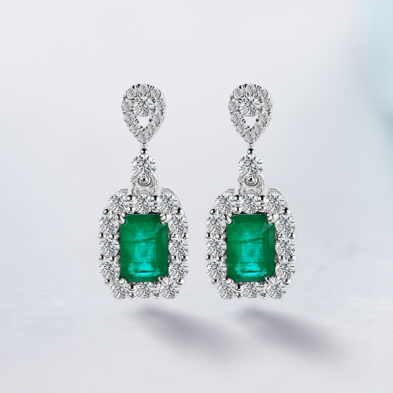 卓蝶珠宝纯银镀金耳钉群镶红宝石