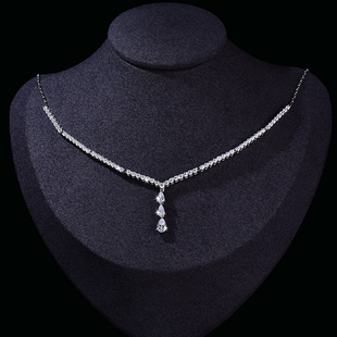 卓蝶珠宝平时可带晚宴款满钻项链纯银仿钻石奢华项链宴会吊坠女
