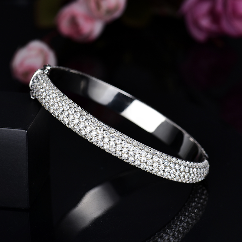 卓蝶珠宝925纯银镀金镶钻手镯情侣宽版大气重工手饰男女原创设计