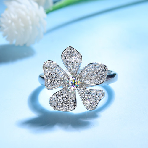 卓蝶珠宝纯银镀18k女唯美花朵