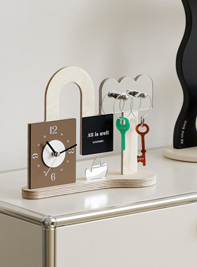 入户玄关钥匙收纳摆件装饰时钟
