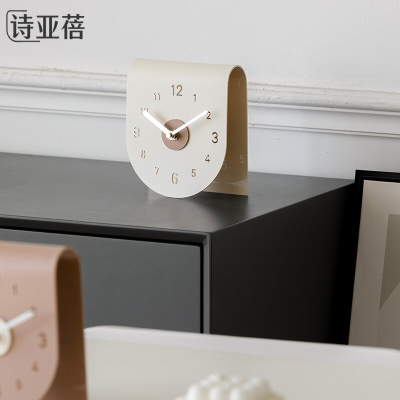 诗亚蓓时尚创意摆台式时钟家居装饰摆件客厅玄关电视柜静音座钟
