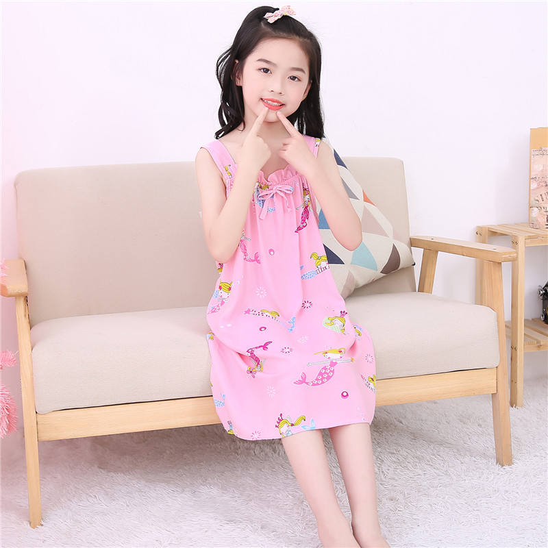 吊带睡裙夏季绵绸空调家居服女童