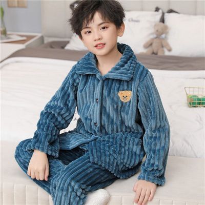 童装加厚秋冬季珊瑚绒睡衣家居服