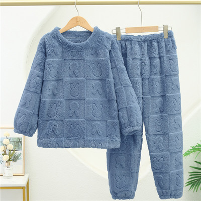 男童睡衣珊瑚绒秋冬季男孩中大童加厚款小孩儿童法兰绒家居服套装