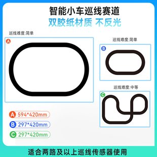 智能小车循迹赛道 两路巡线跑道2路寻迹轨道红外机器人黑白线地图