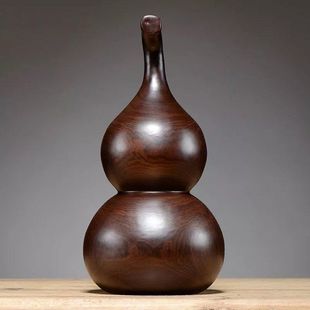 黑檀木雕葫芦摆件红木葫芦工艺品实木雕刻福禄家居装 饰品手把件