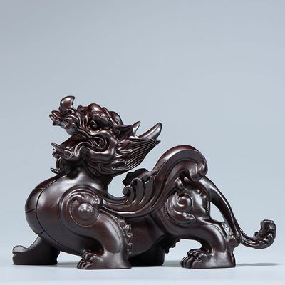 黑檀实木雕刻貔貅摆件木头根雕发