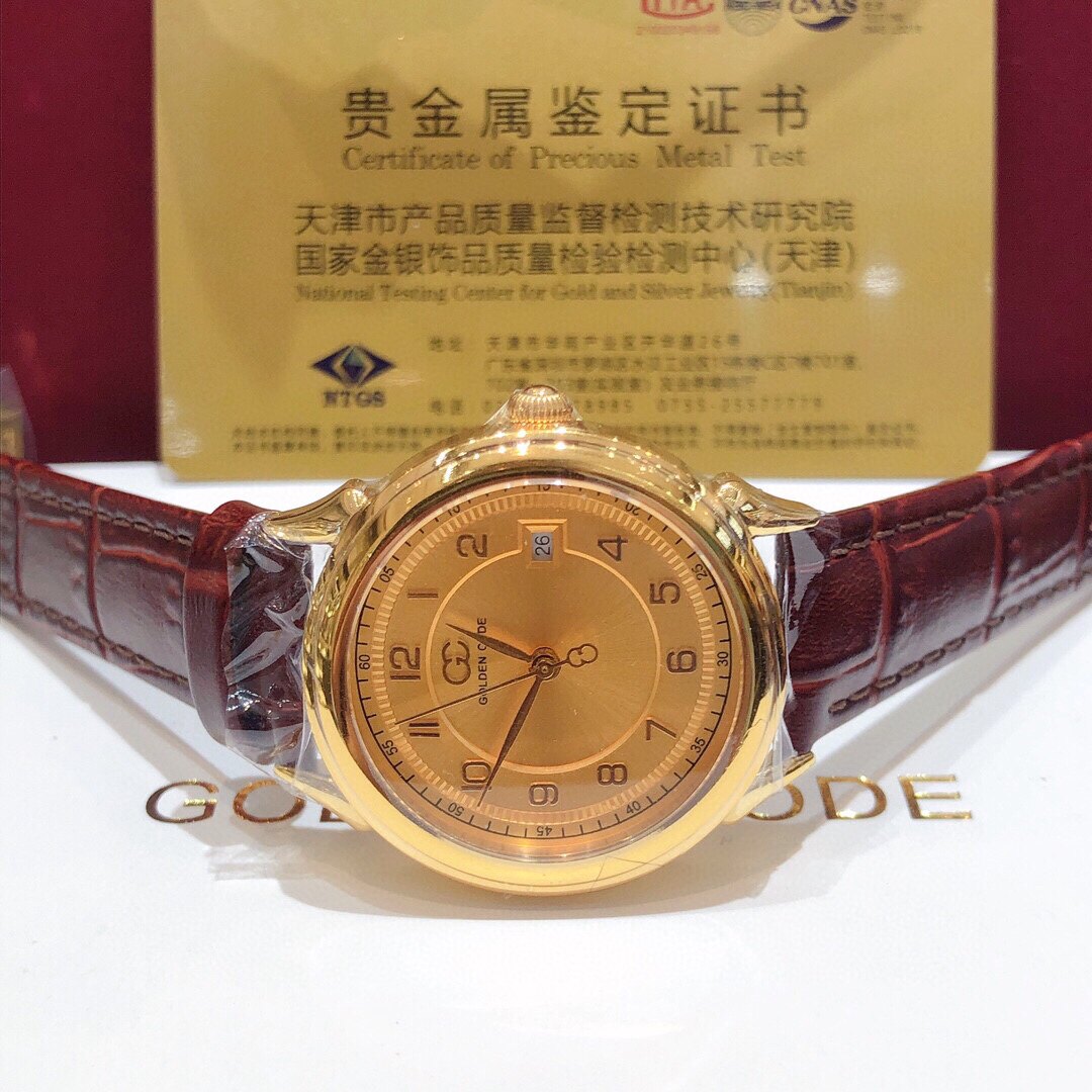 古昆金表足金硬足金臻豪系列石英表