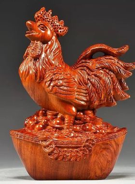 花梨木实木雕十二生肖摆件鸡摆件客厅家居招财新款12生肖摆件全套