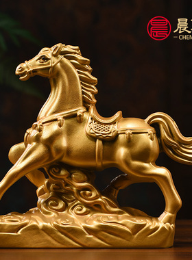 木雕生肖木马摆件实木客厅装饰马