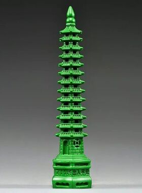 花梨木雕文昌塔摆件绿色实木雕刻家居客厅办公店铺装饰红木工艺品