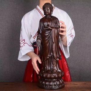 木雕摆件释迦牟尼实木质雕刻佛祖如来佛像阿弥陀佛黑檀木工艺礼品