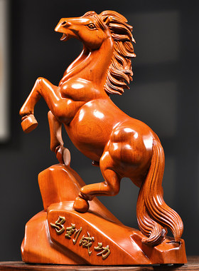 花梨木雕马摆件招财十二生肖工艺礼品摆饰生日送礼办公室桌面客厅