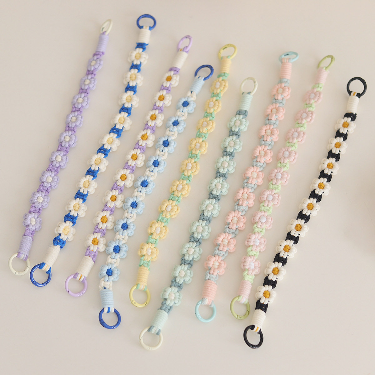 手工编织手机挂绳双头手机链花花水杯带钥匙扣手腕挂链电话挂绳