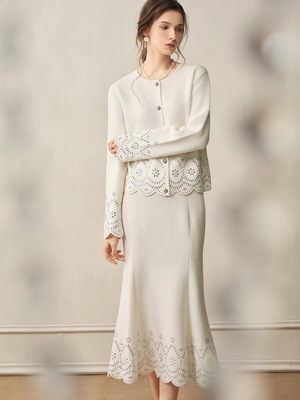 爱尔兰套装秋冬优雅高定重工钉珠舒适套装气质修身显瘦轻奢